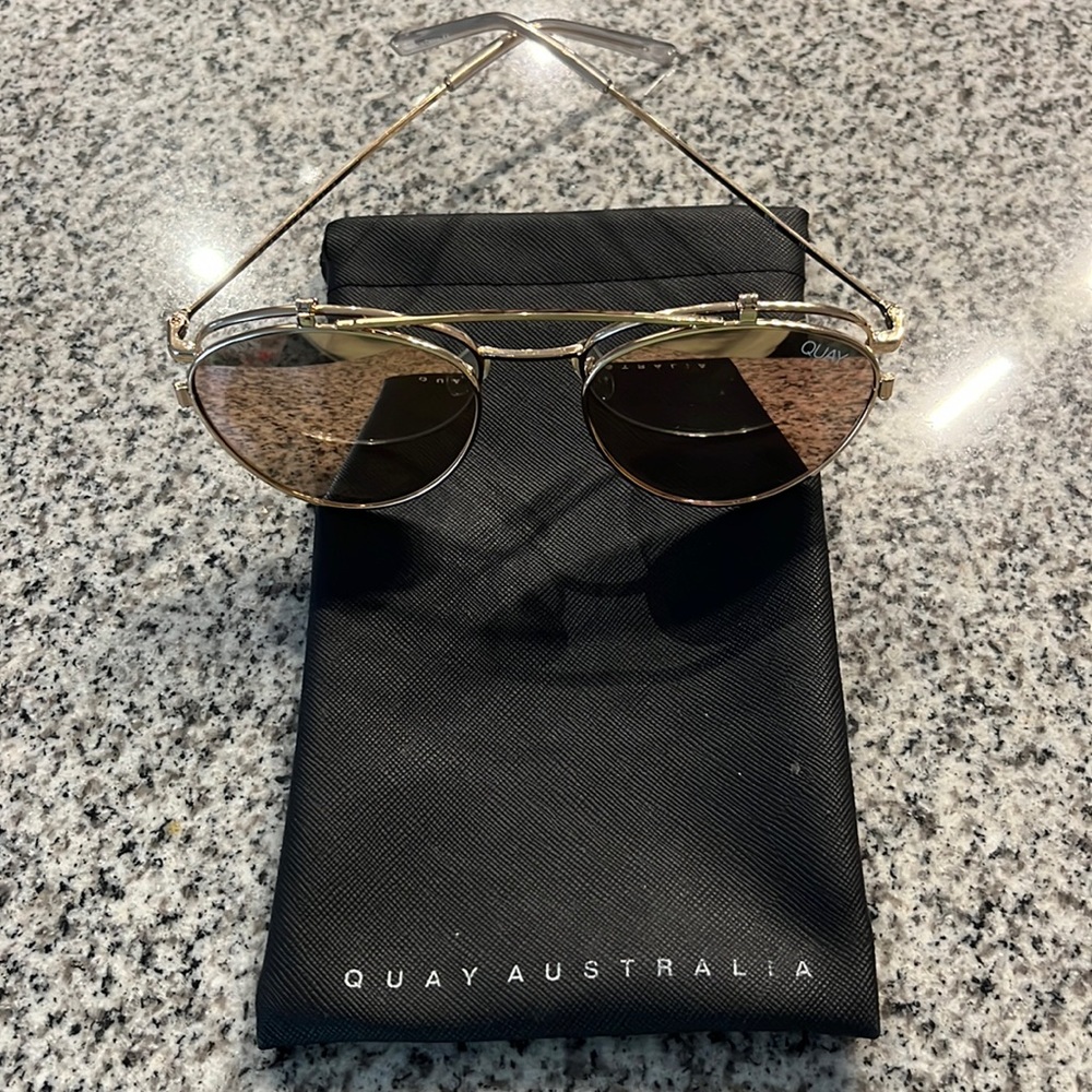 Quay Australia Gold Flip Sunglasses